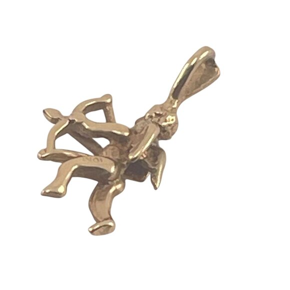 10K Gold Cupid Pendant With Bow & Arrow 3/4" - Picture 7 of 8